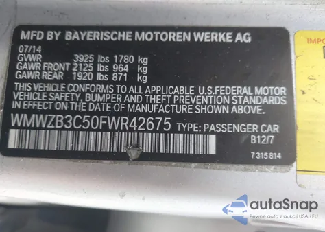 2015 Mini Countryman Cooper from USA, damaged, VIN WMWZB3C50FWR42675